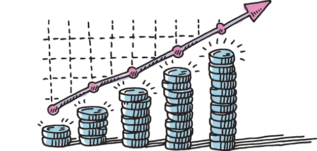 Illustration of a chart showing company profits