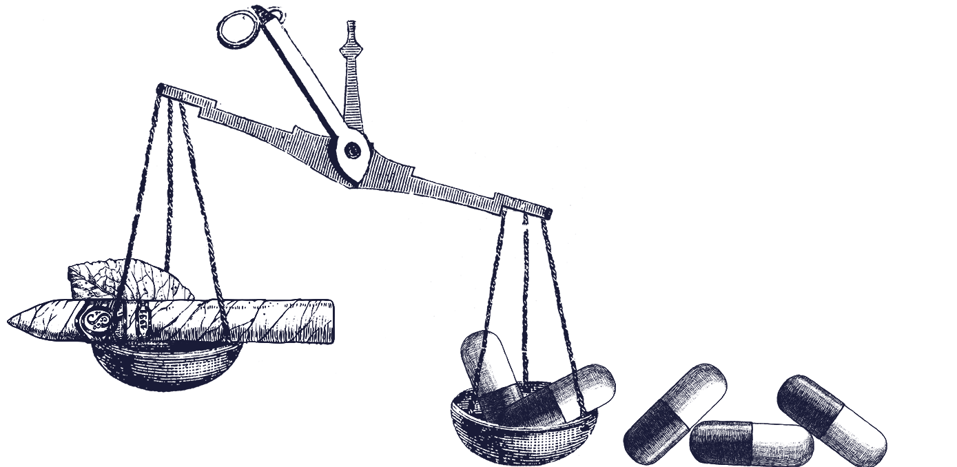 Drug Scales with opioids and cigar