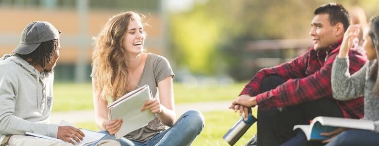 students outside studying