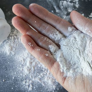 Talcum Powder on hand
