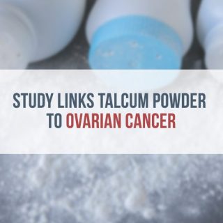 three spilled bottles of talcum powder