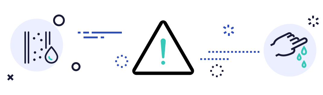 Banner with warning icons.