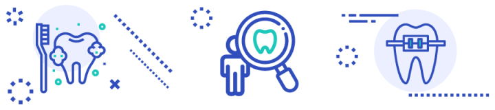 banner with child dental health icons