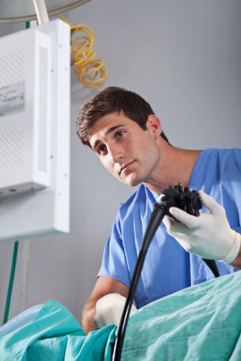 Doctor using an endoscope